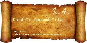 Kazár Annamária névjegykártya